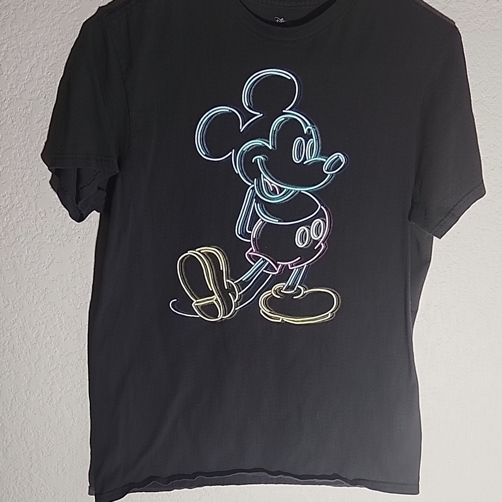Disney Shirt Womens Size M Mickey Mouse Neon black